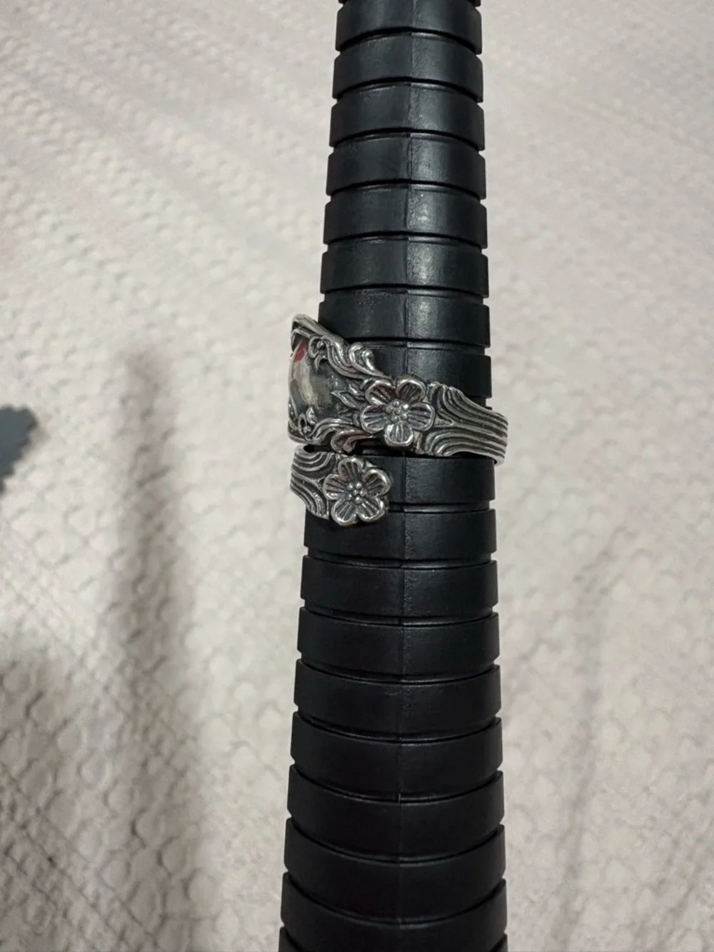 Vintage Sterling Silver Floral Spoon Ring - Adjustable - Picture 5 of 6